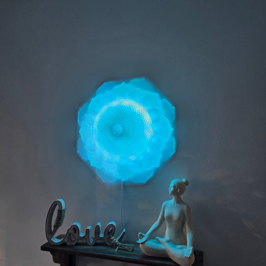 1000 Petal Crown Chakra Harmony Light Sculpture (17-in/44-cm)