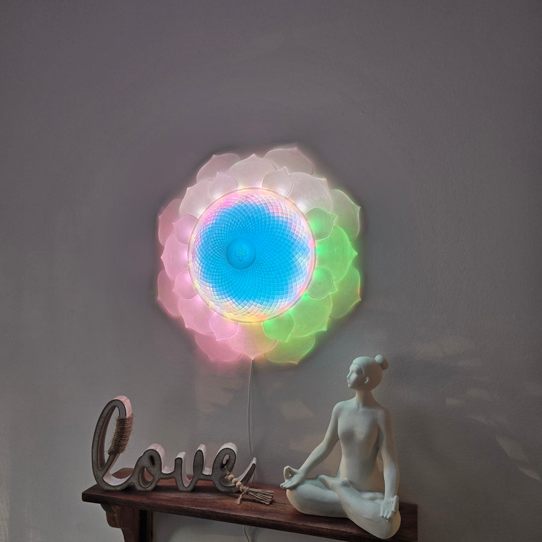 1000 Petal Crown Chakra Harmony Light Sculpture (17-in/44-cm)