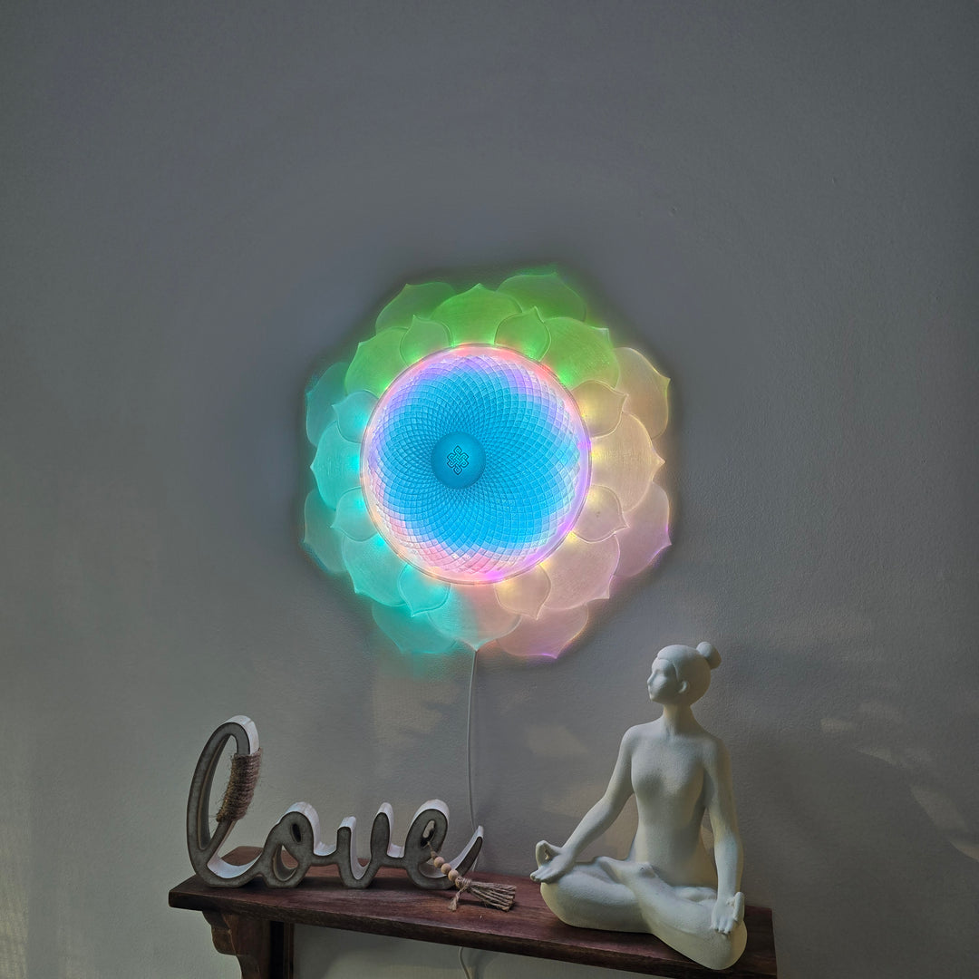 1000 Petal Crown Chakra Harmony Light Sculpture (17-in/44-cm)