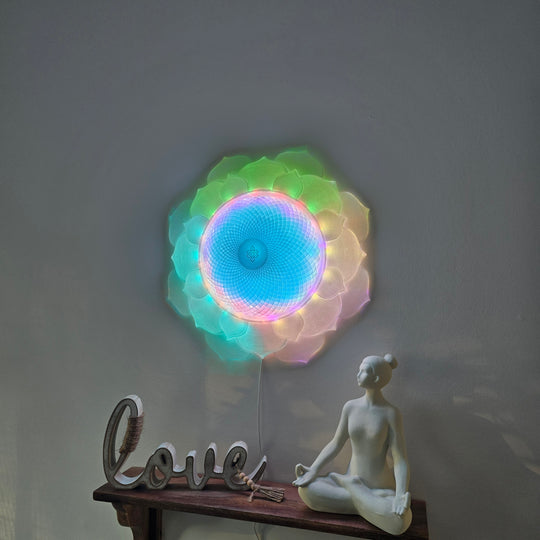 1000 Petal Crown Chakra Harmony Light Sculpture (17-in/44-cm)