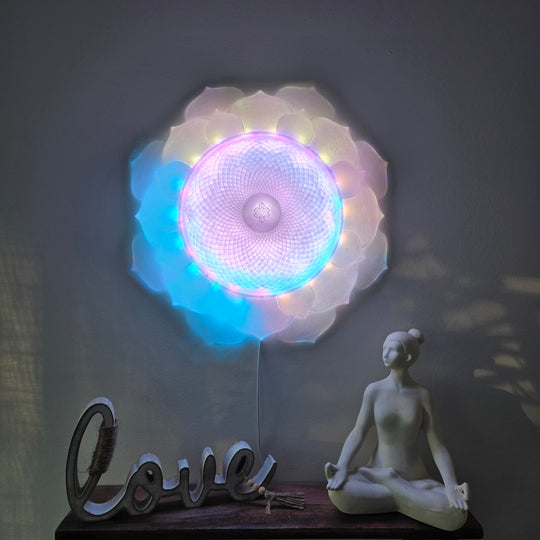 1000 Petal Crown Chakra Harmony Light Sculpture (17-in/44-cm)