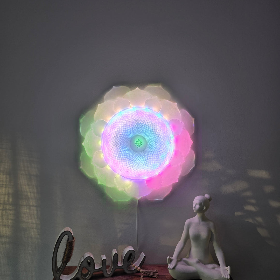 1000 Petal Crown Chakra Harmony Light Sculpture (17-in/44-cm)