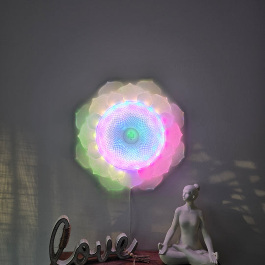 1000 Petal Crown Chakra Harmony Light Sculpture (17-in/44-cm)
