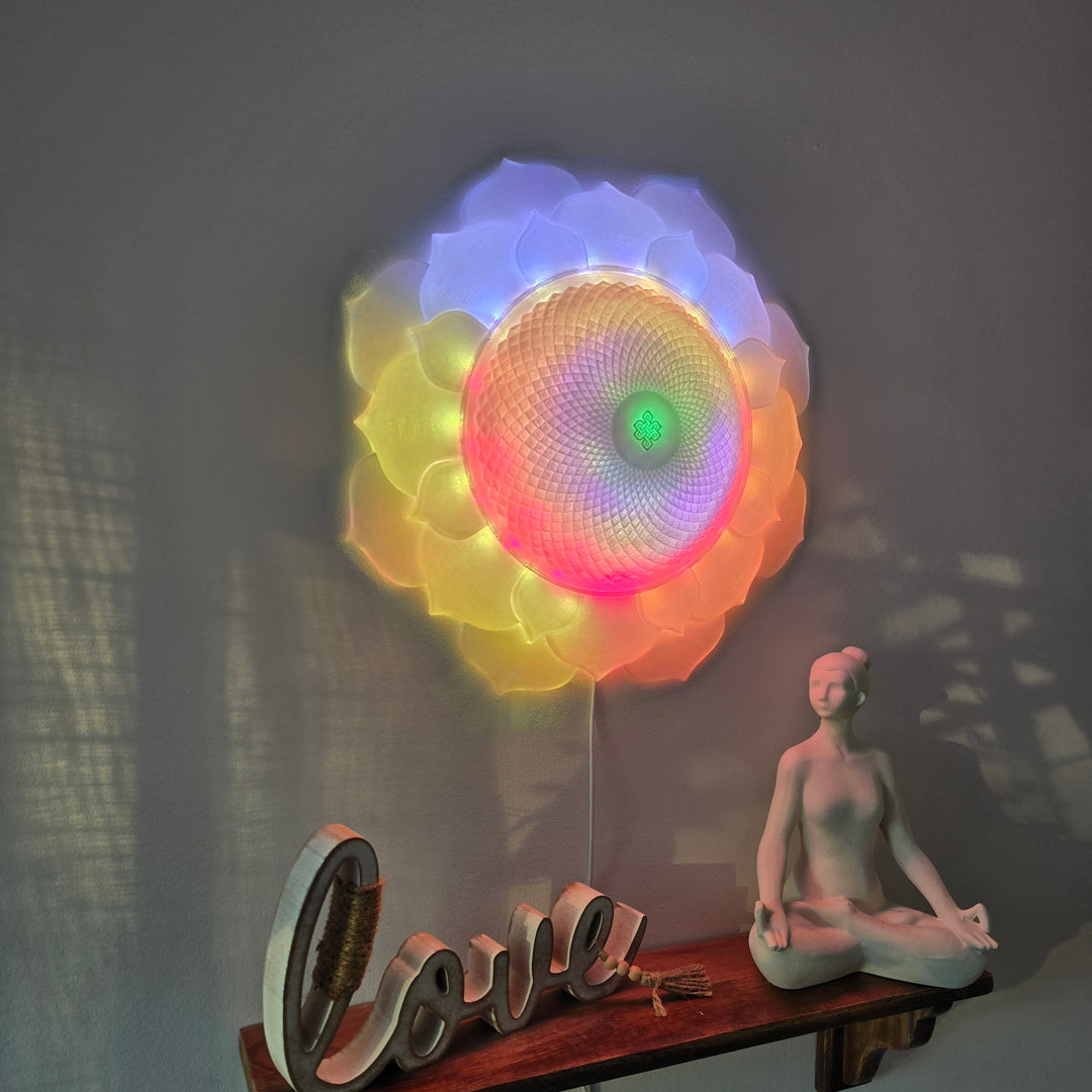 1000 Petal Crown Chakra Harmony Light Sculpture (17-in/44-cm)