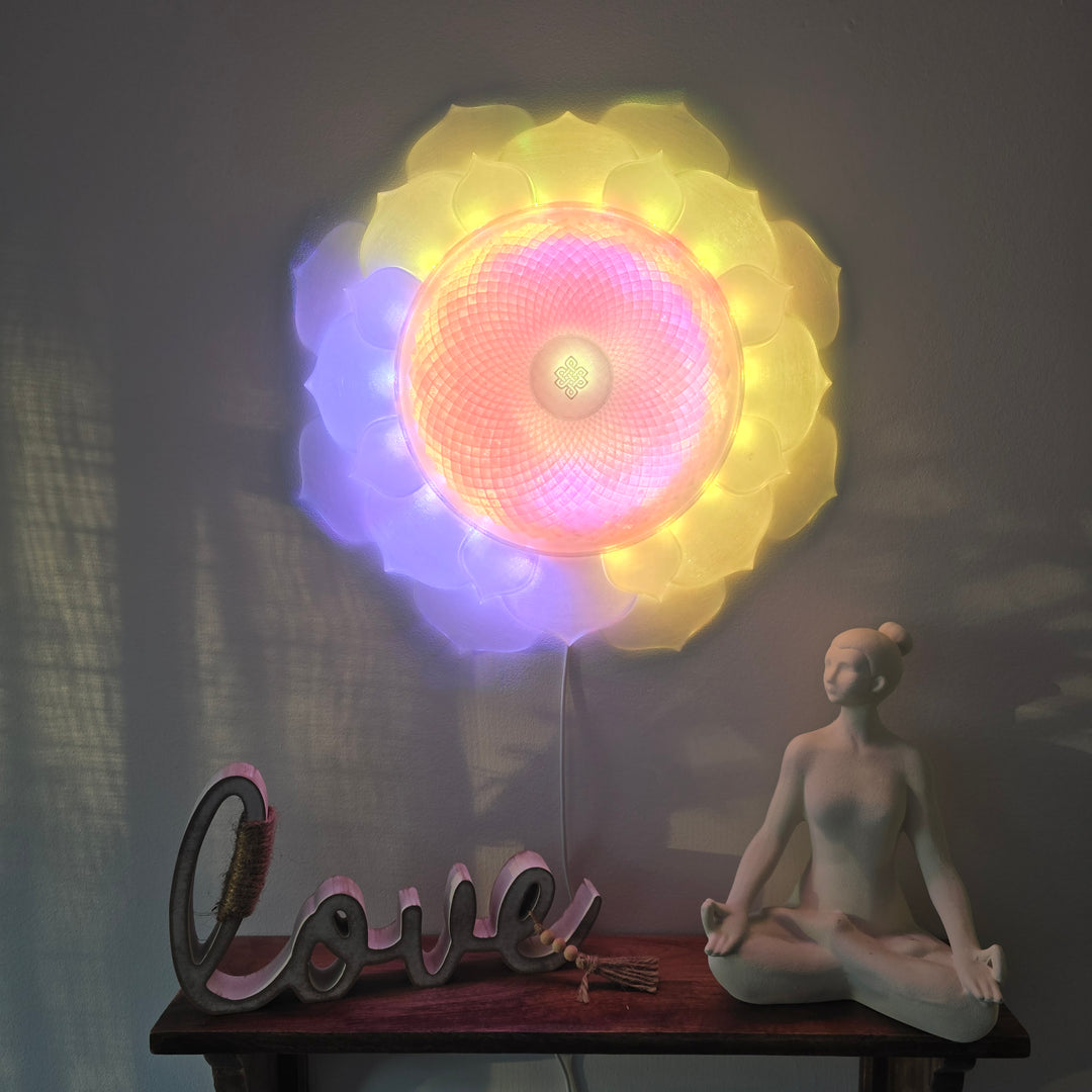 1000 Petal Crown Chakra Harmony Light Sculpture (17-in/44-cm)