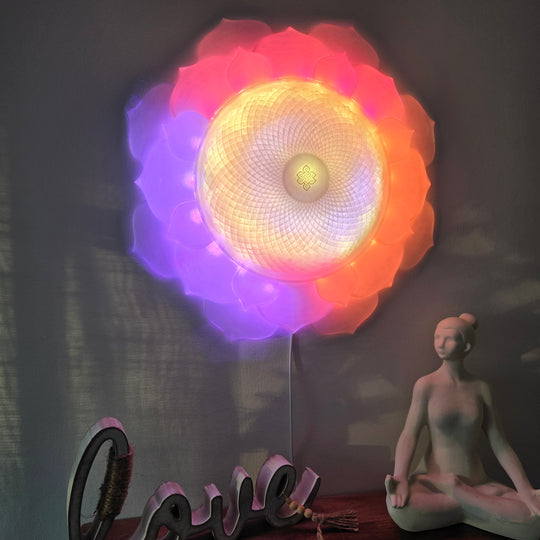 1000 Petal Crown Chakra Harmony Light Sculpture (17-in/44-cm)