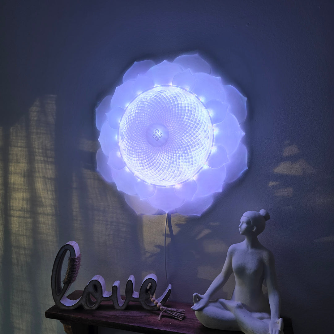 1000 Petal Crown Chakra Harmony Light Sculpture (17-in/44-cm)