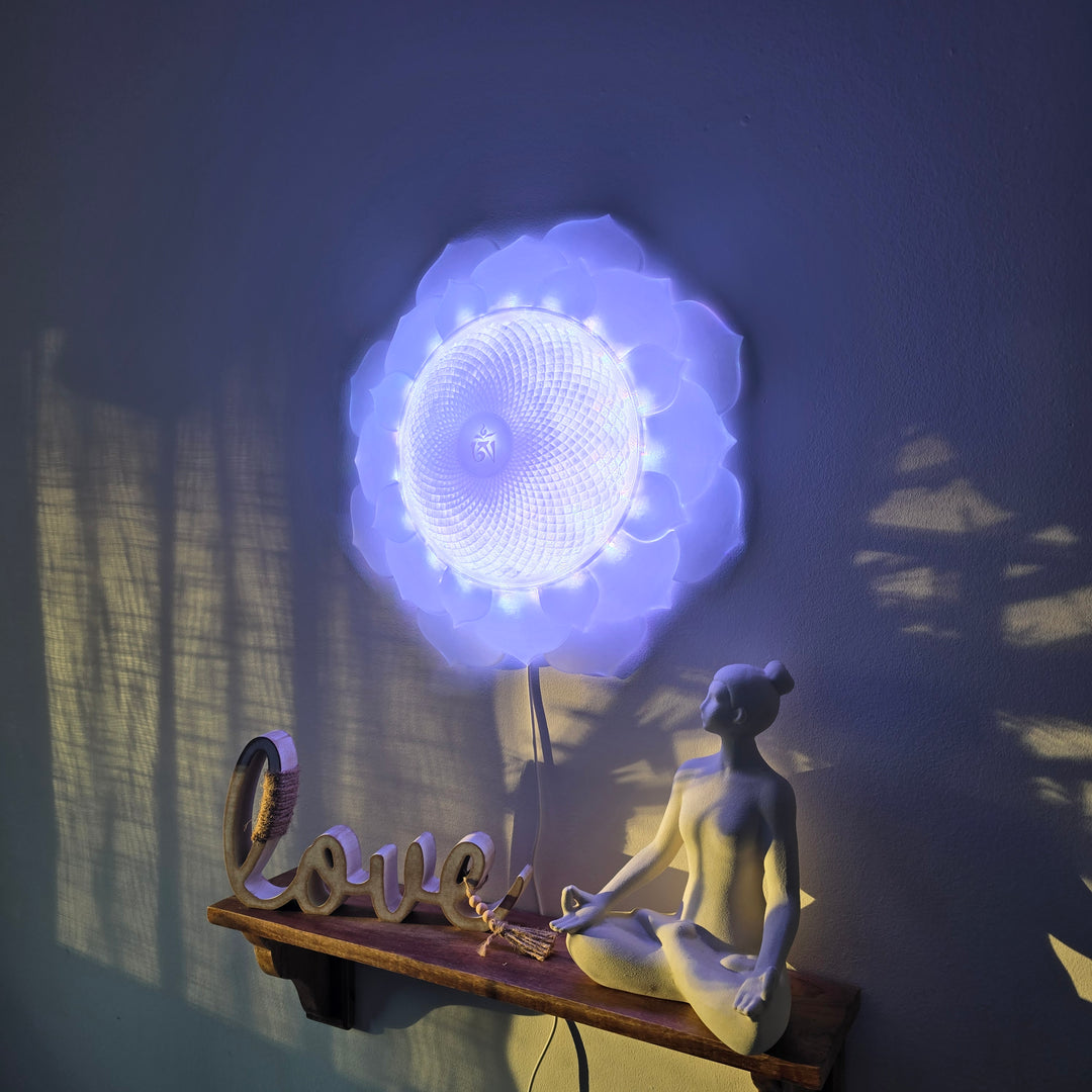 1000 Petal Crown Chakra Harmony Light Sculpture (17-in/44-cm)