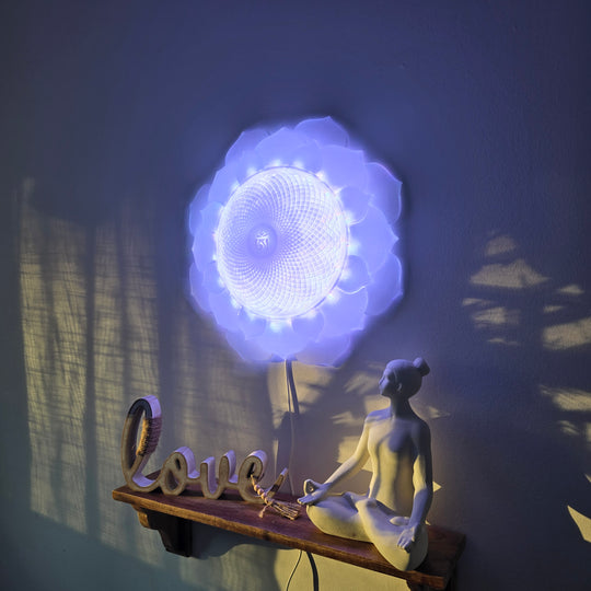 1000 Petal Crown Chakra Harmony Light Sculpture (17-in/44-cm)