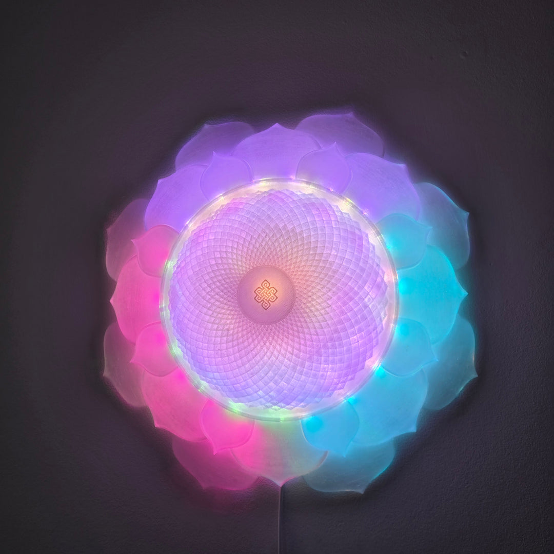 1000 Petal Crown Chakra Harmony Light Sculpture (17-in/44-cm)